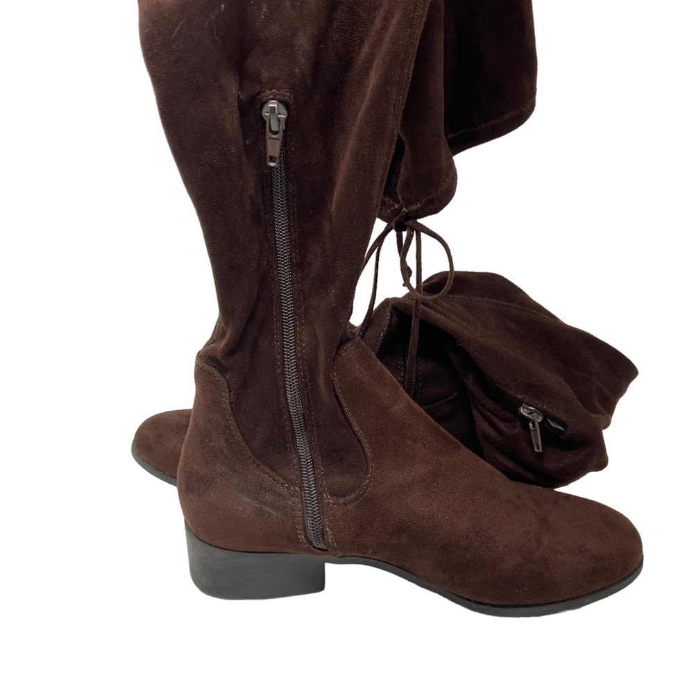 Forever 21 Over the Knee Brown Faux Suede Leather Boots. - Picture 10 of 13